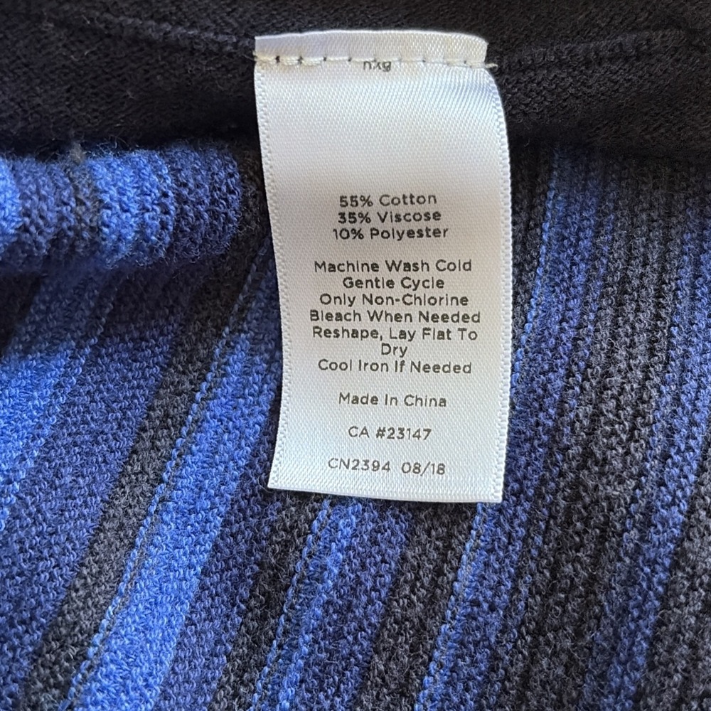 T By Talbots Top Women's XL Blue Ombre Stripe Drawstring Cowlneck Minimalist - Picture 15 of 15